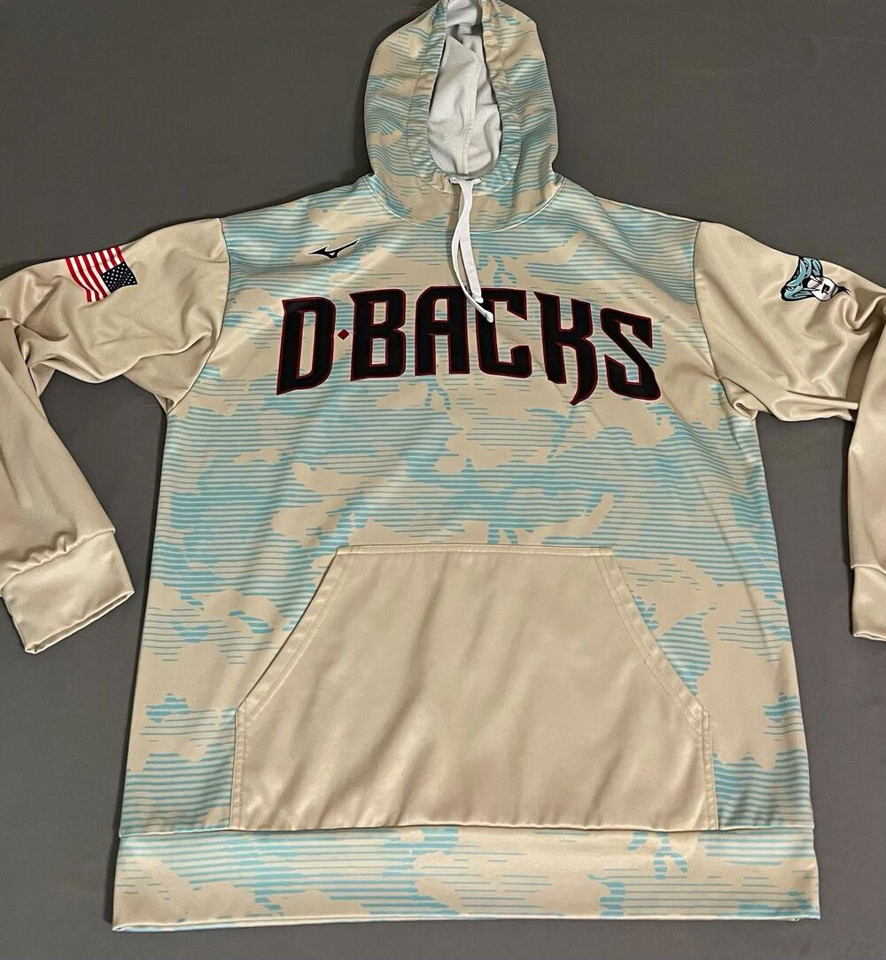 Mizuno Arizona Diamondbacks Hoodie L Teal Cream Camo D-Backs Performance MLB